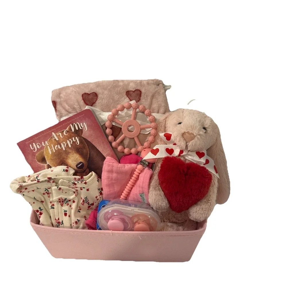 Baby Shower Gift Basket For Girl & New Mom Blanket Plush Book Outfit‎ Essentials
